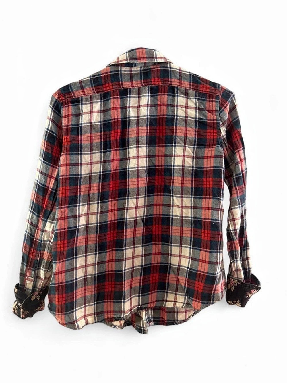 Chaps Plaid Cotton Button-Down in Red & Blue Medium - Picture 2 of 3